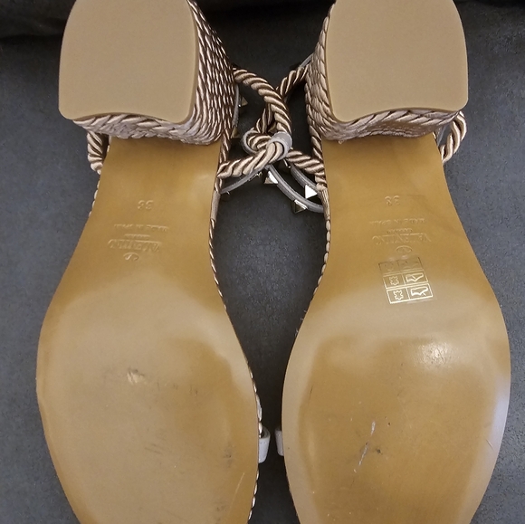 Valentino Garavani Cream Sandals with Gold Accents - Picture 3 of 6